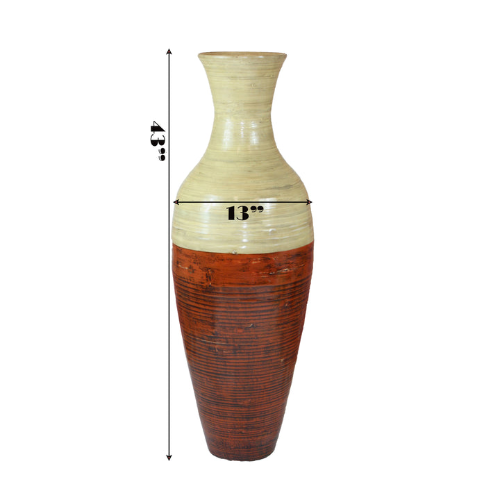 43 Inch Tall Bamboo Floor Vase Natural Two-Tone Elegant Design Image 6