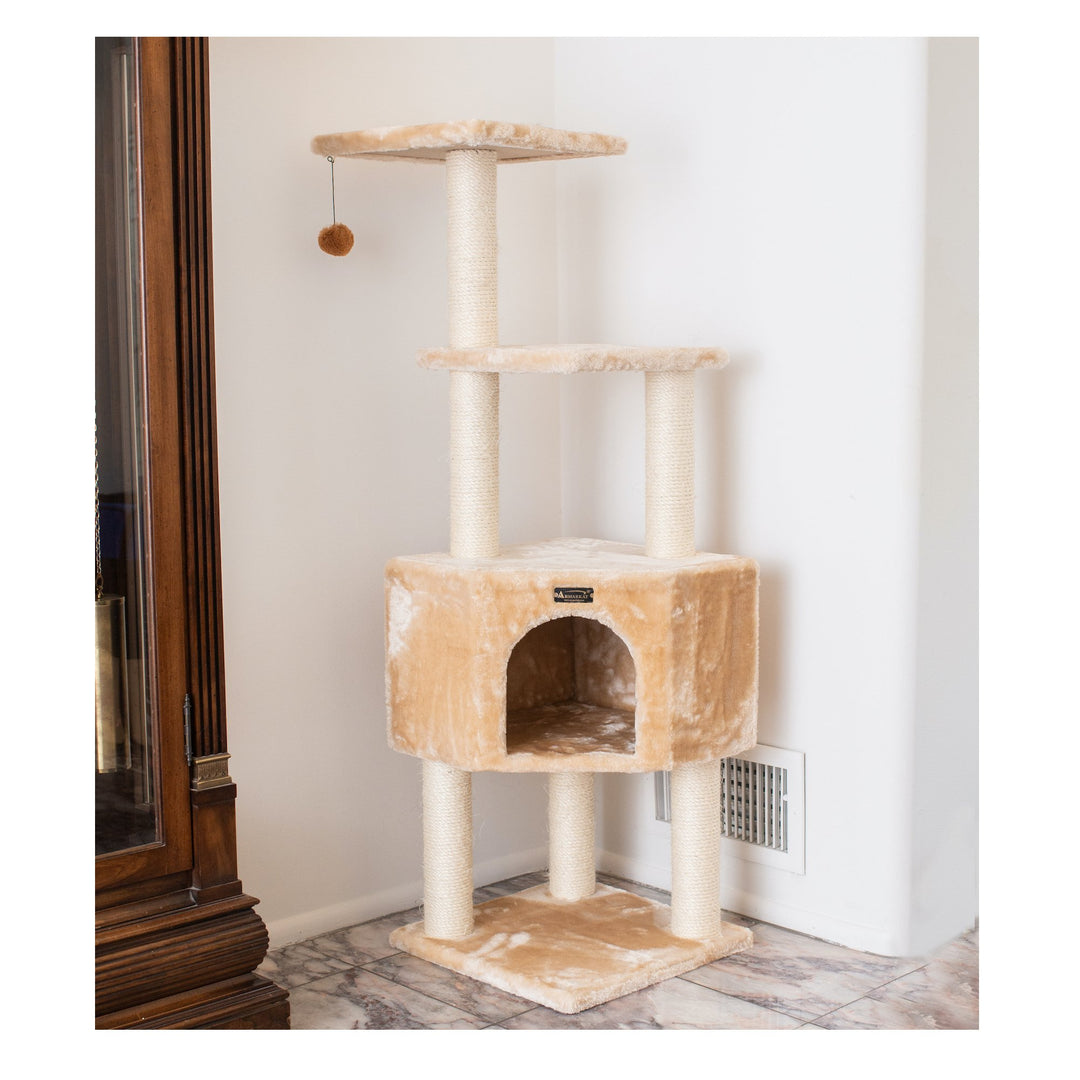 Armarkat Real Wood Cat Tree Model A4801 Beige 48in Multi-Level Condo Perch Image 3