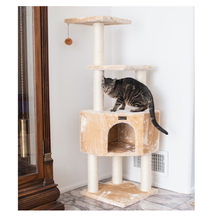 Armarkat Real Wood Cat Tree Model A4801 Beige 48in Multi-Level Condo Perch Image 4