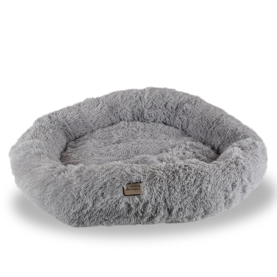 Armarkat Extra Large Gray Fluffy Round Cat Bed C71NHS Soft Cozy Donut Design Image 1