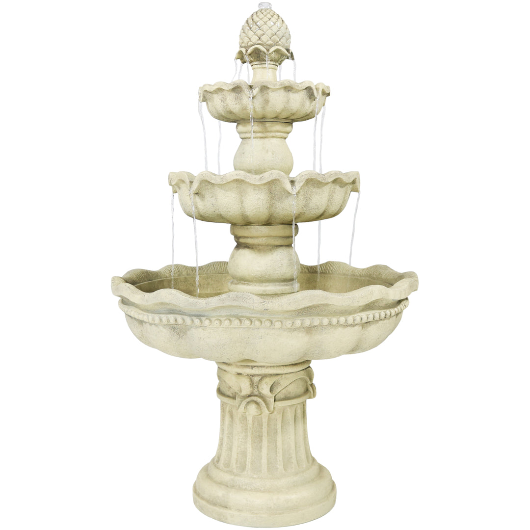 Sunnydaze Pineapple Fiberglass Outdoor 3-Tier Water Fountain Image 1