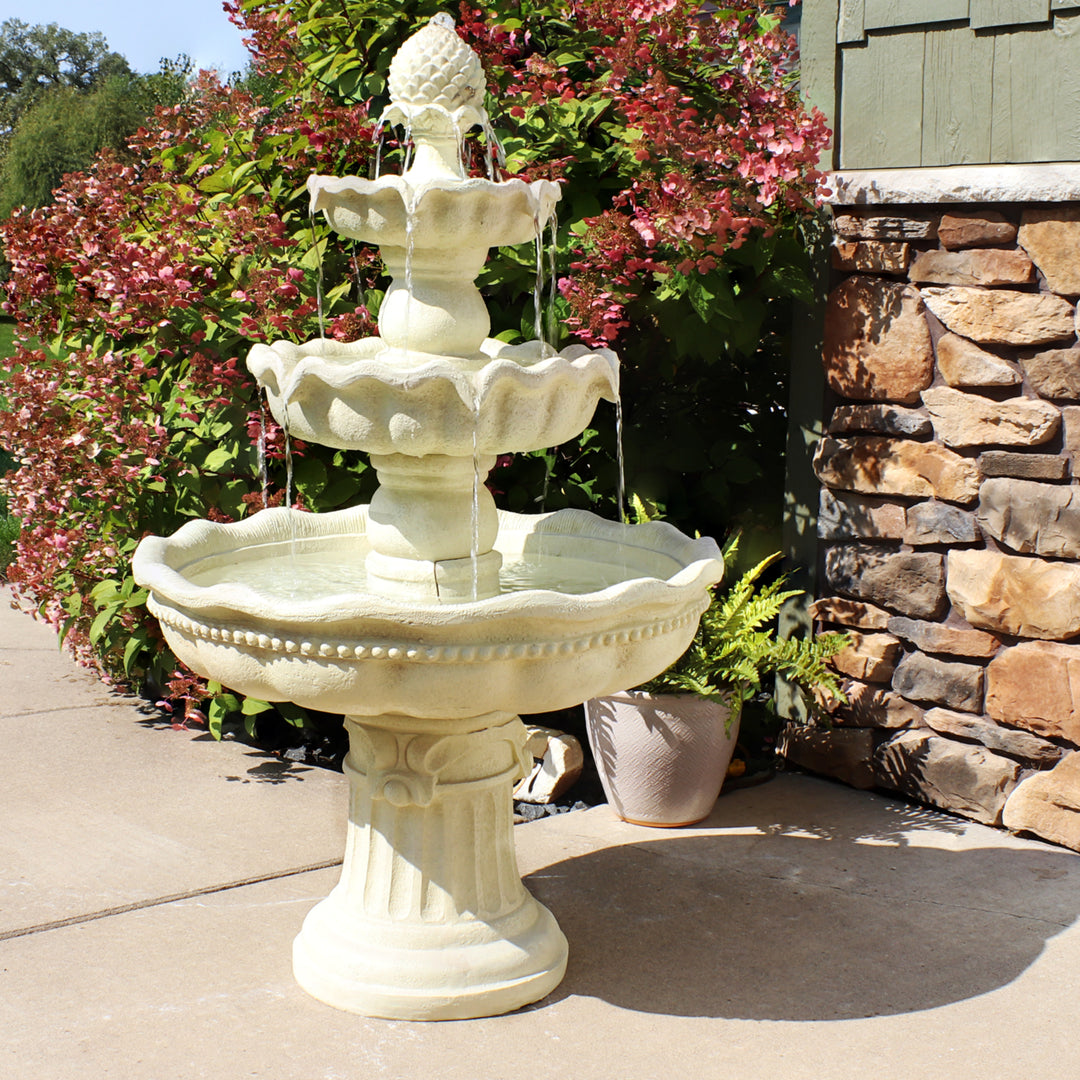 Sunnydaze Pineapple Fiberglass Outdoor 3-Tier Water Fountain Image 5