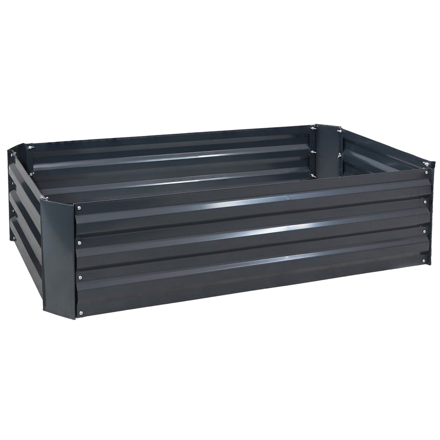 Sunnydaze Galvanized Steel Rectangle Raised Garden Bed - 48 in - Dark Gray Image 1