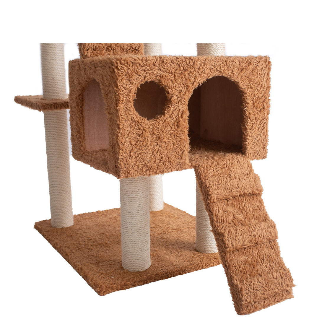 Armarkat Classic Cat Tree Model A7407 74" Wood Faux faux Brown Sisal Scratching Posts Image 8