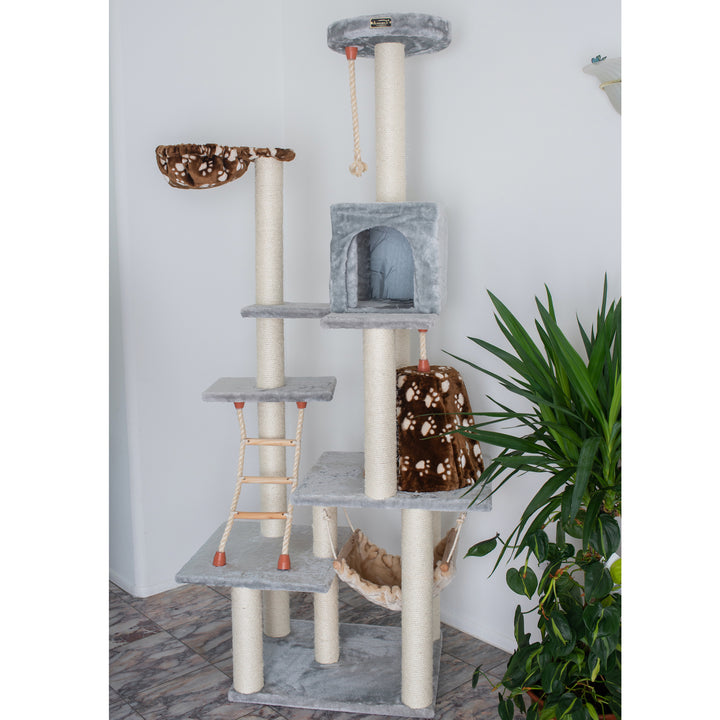 Armarkat A7802 Cat Tree Silver Gray Real Wood Scratching Post 78" Height Image 8