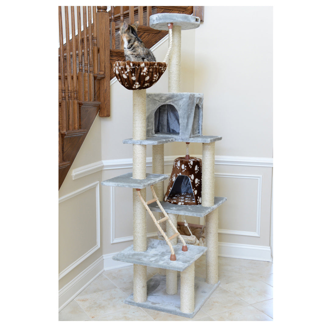 Armarkat A7802 Cat Tree Silver Gray Real Wood Scratching Post 78" Height Image 9