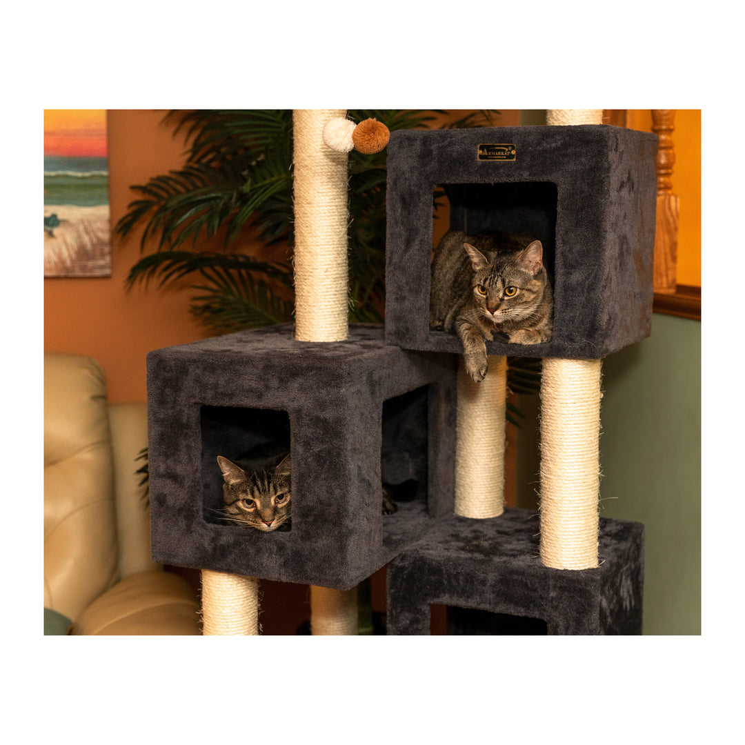 Armarkat Cat Tower Extra Large Gray Wood Cat Tree Multiple Condos A8104 Image 7