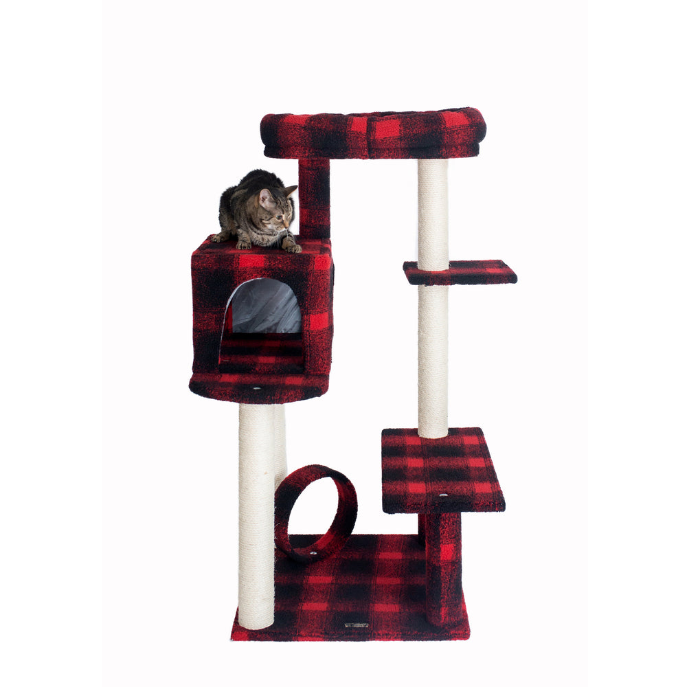 Armarkat B5008 50" Real Wood Cat Tree Scotch Plaid 4-Level Scratching Post Image 2