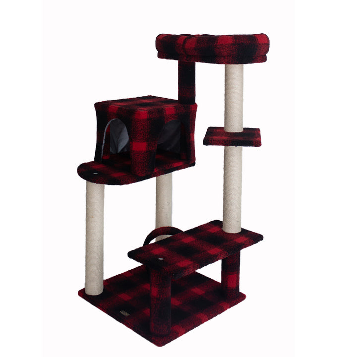 Armarkat B5008 50" Real Wood Cat Tree Scotch Plaid 4-Level Scratching Post Image 8