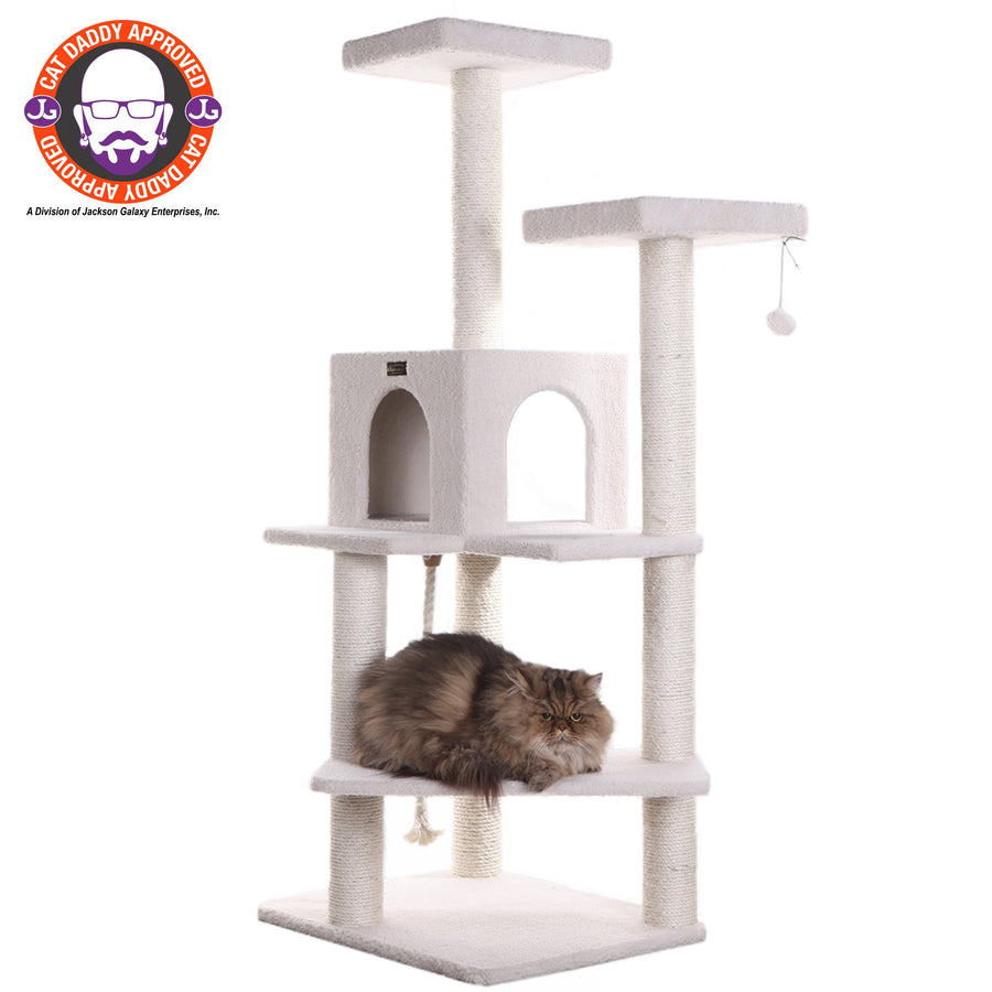 Armarkat Ivory Cat Tree 57 Inch Model B5701 4 Levels Real Wood Cat Shelf Image 1