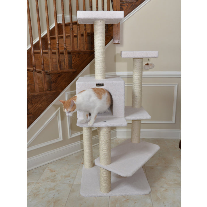 Armarkat Ivory Cat Tree 57 Inch Model B5701 4 Levels Real Wood Cat Shelf Image 4