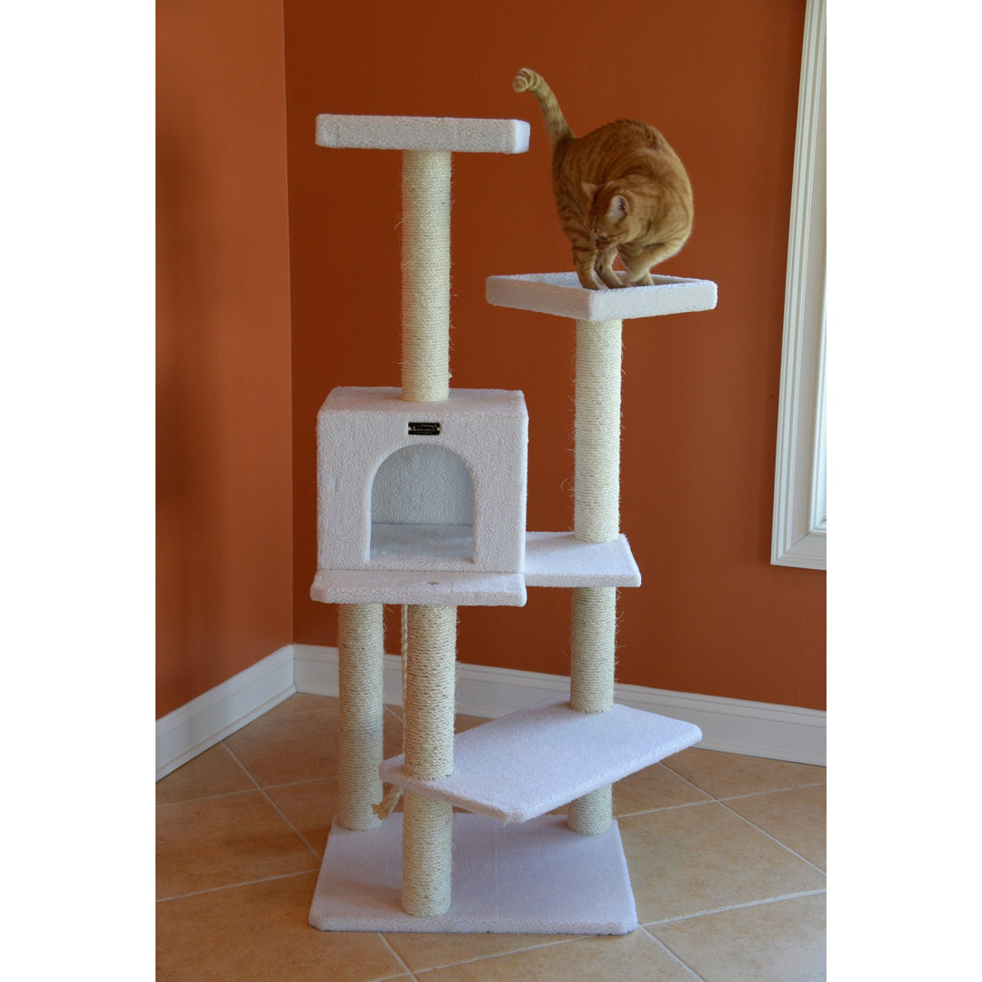 Armarkat Ivory Cat Tree 57 Inch Model B5701 4 Levels Real Wood Cat Shelf Image 5