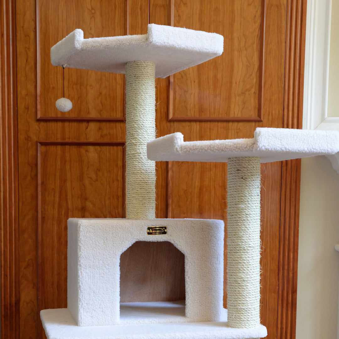 Armarkat B7801 Classic Ivory Cat Tree 6 Levels Playhouse Faux Fleece 78 Inch Image 4