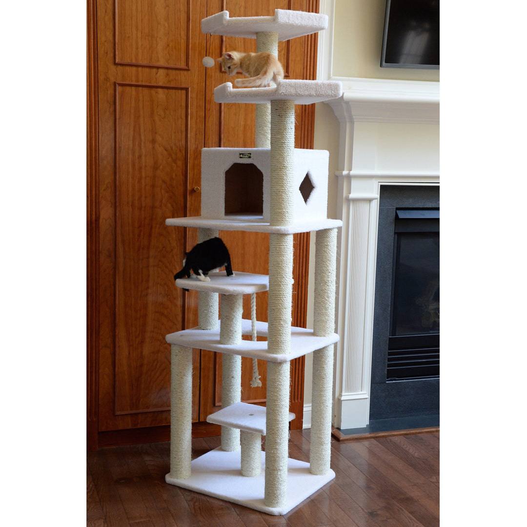 Armarkat B7801 Classic Ivory Cat Tree 6 Levels Playhouse Faux Fleece 78 Inch Image 5