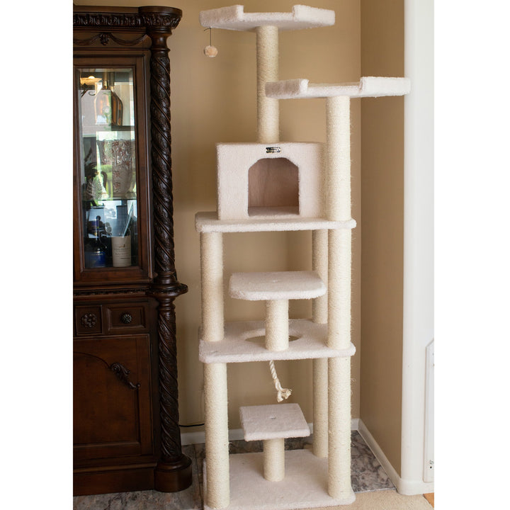 Armarkat B7801 Classic Ivory Cat Tree 6 Levels Playhouse Faux Fleece 78 Inch Image 6