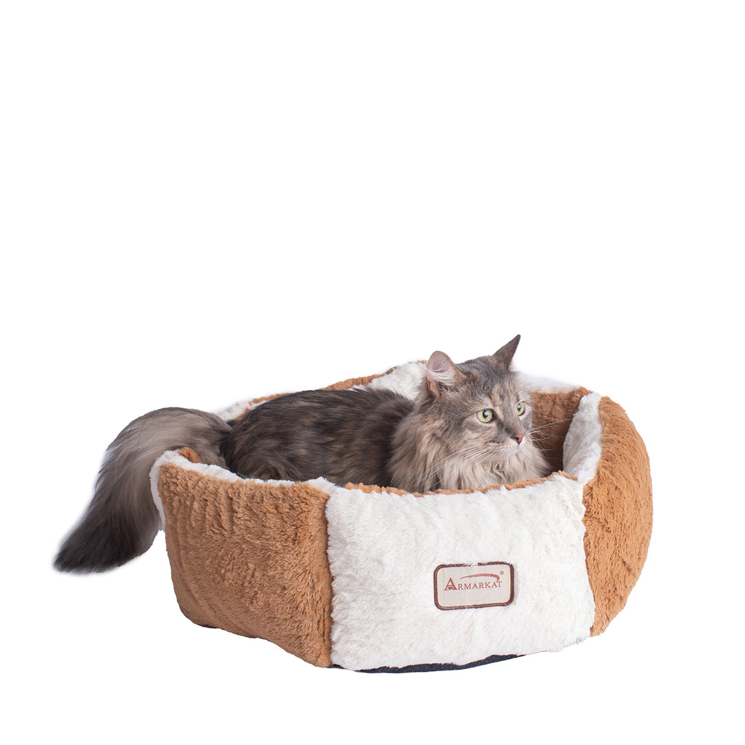 Armarkat Pet Bed Model C02 Cat Bed Earth Brown and Ivory Image 5