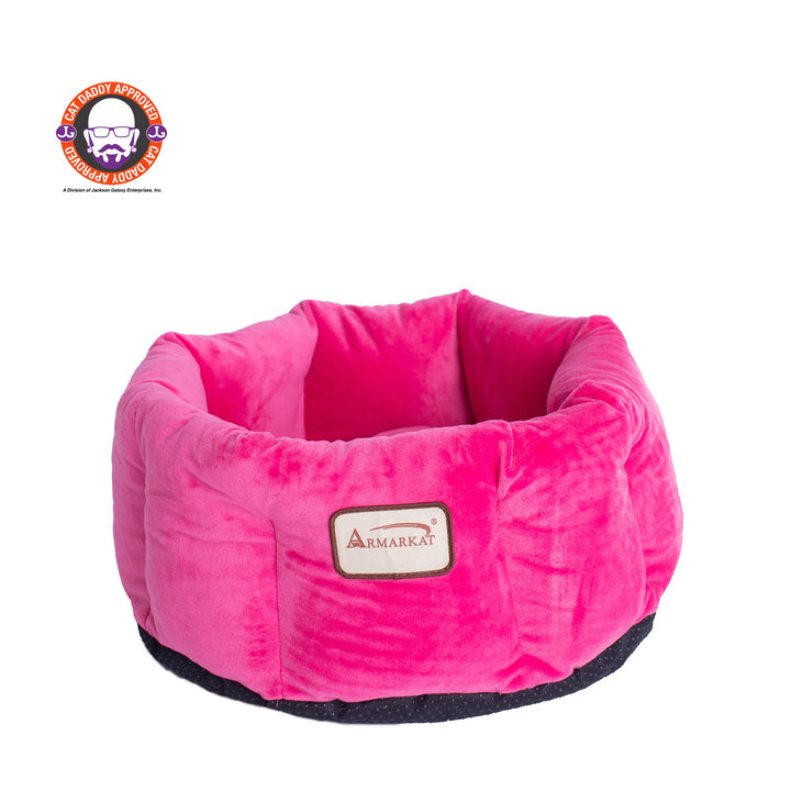 Armarkat Pet Bed Model C03CZ Pink Waterproof Velvet for Cats Small Dogs Image 1