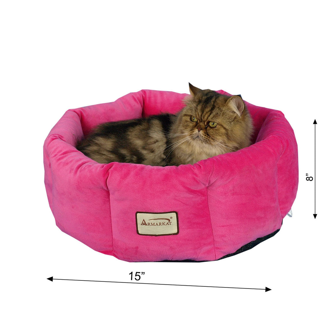 Armarkat Pet Bed Model C03CZ Pink Waterproof Velvet for Cats Small Dogs Image 3