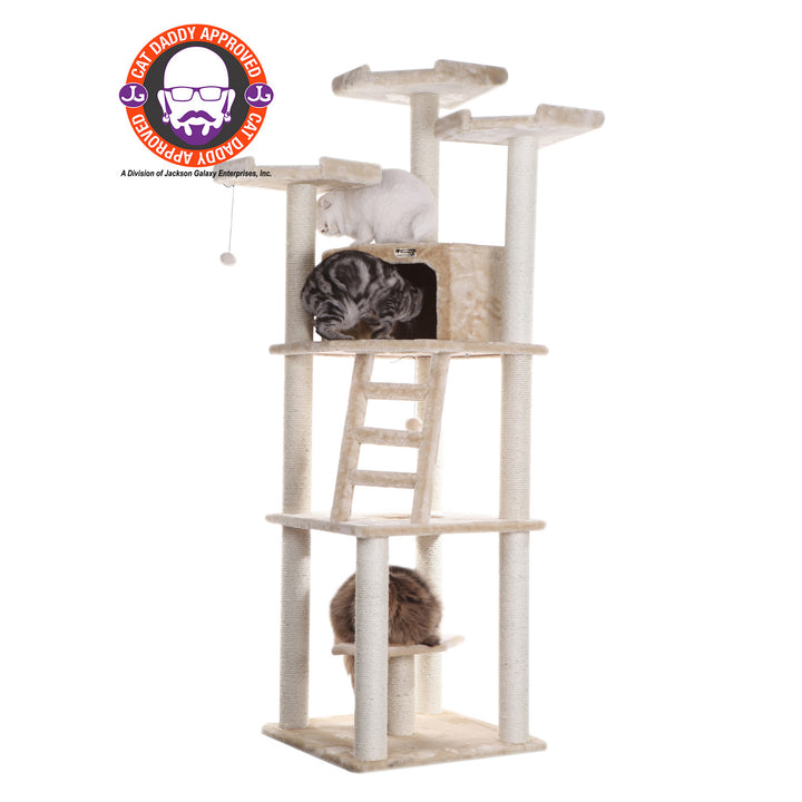 Armarkat A8001 Real Wood Cat Tree Beige 80 lbs Multi-Level Playhouse Scratching Image 1