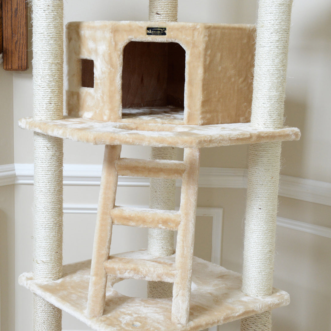 Armarkat A8001 Real Wood Cat Tree Beige 80 lbs Multi-Level Playhouse Scratching Image 3