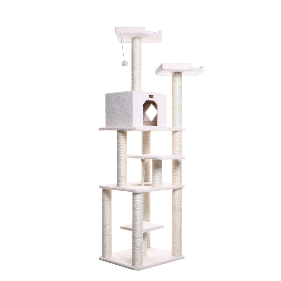 Armarkat B7801 Classic Ivory Cat Tree 6 Levels Playhouse Faux Fleece 78 Inch Image 7