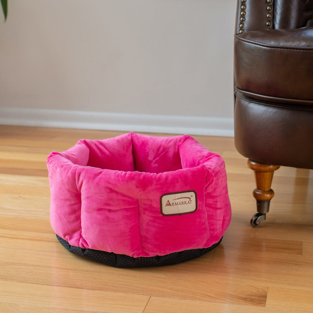 Armarkat Pet Bed Model C03CZ Pink Waterproof Velvet for Cats Small Dogs Image 5