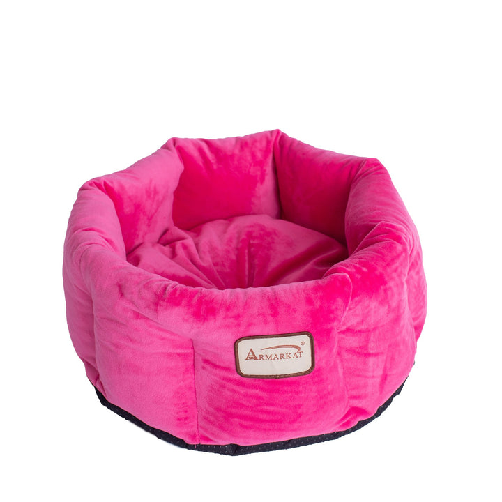 Armarkat Pet Bed Model C03CZ Pink Waterproof Velvet for Cats Small Dogs Image 4