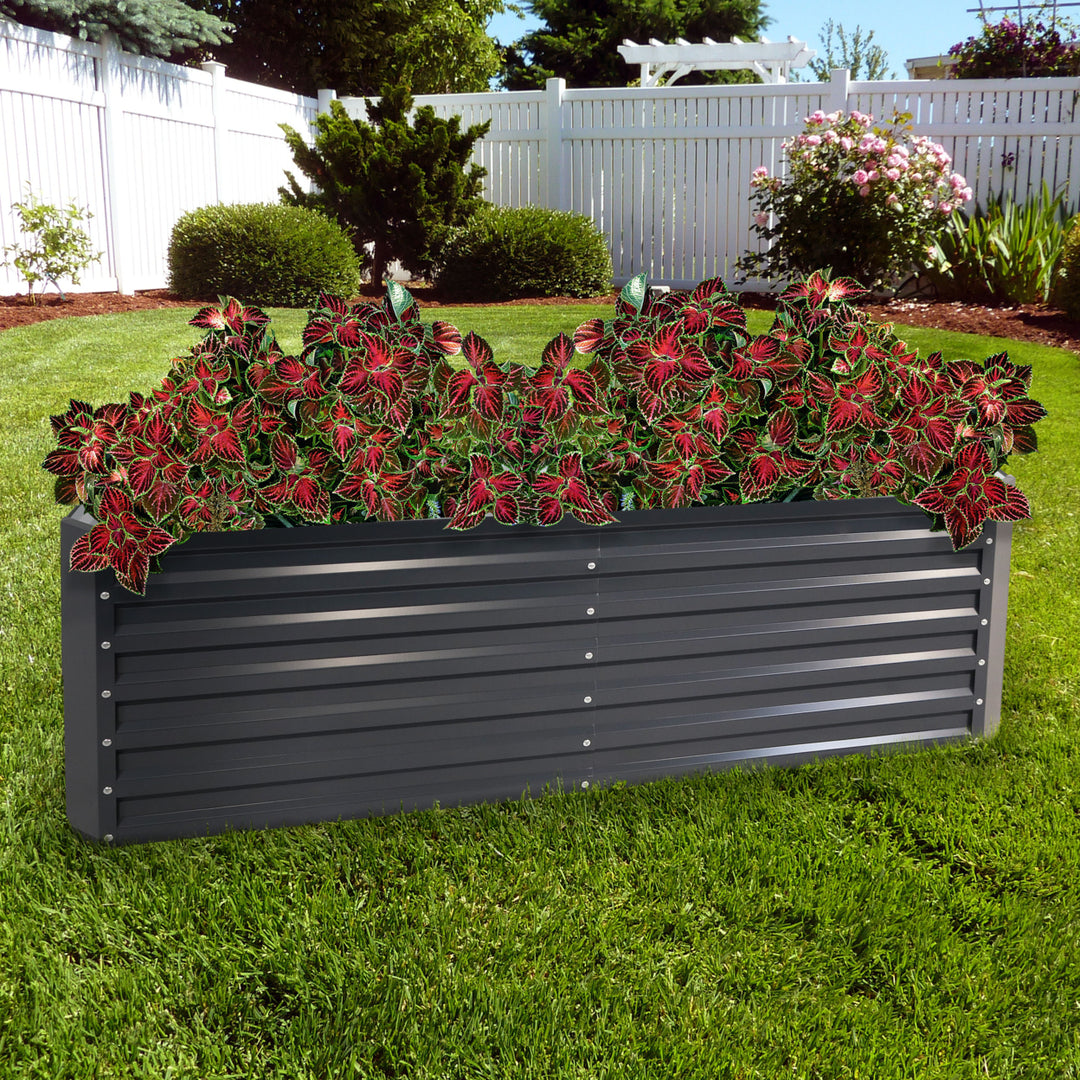 Sunnydaze Galvalume Steel Rectangle Raised Garden Bed - Dark Gray - 71 in Image 5