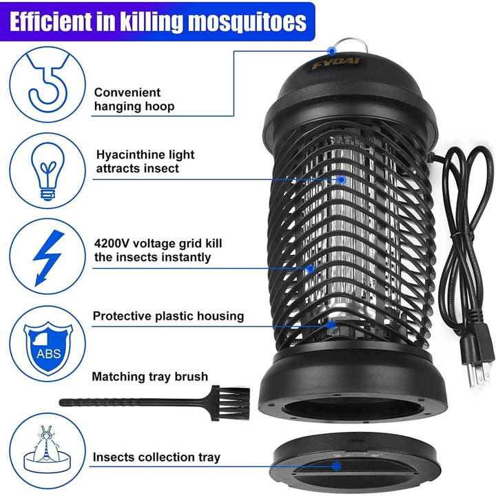 FVOAI Bug Zapper Outdoor, Electronic Mosquito Zapper Fly Zapper for Outdoor and Indoor (Black) Image 3