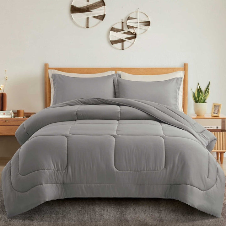 All Season Satin Down Alternative Comforter Set with Pillow Shams Twin Full Queen King Image 1