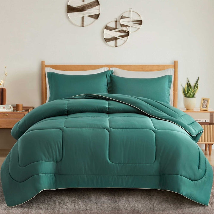 All Season Satin Down Alternative Comforter Set with Pillow Shams Twin Full Queen King Image 1