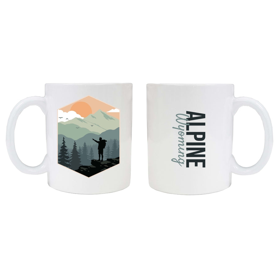 Alpine Wyoming Souvenir Hike Outdoors Design 8oz Coffee Mug 2-Pack Image 1