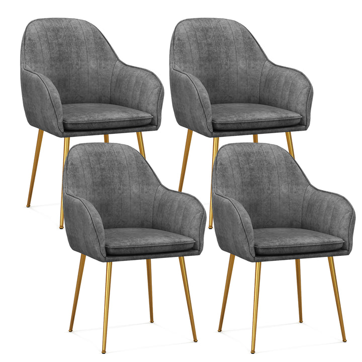 4PCS Accent Leisure Chair Velvet Armchair Dining Chair Home Office Grey Image 1