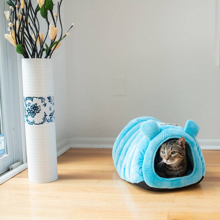 Armarkat Cat Bed C90CTL Tube Shape Cornflower Blue Velvet 20x14x11 inches Image 6