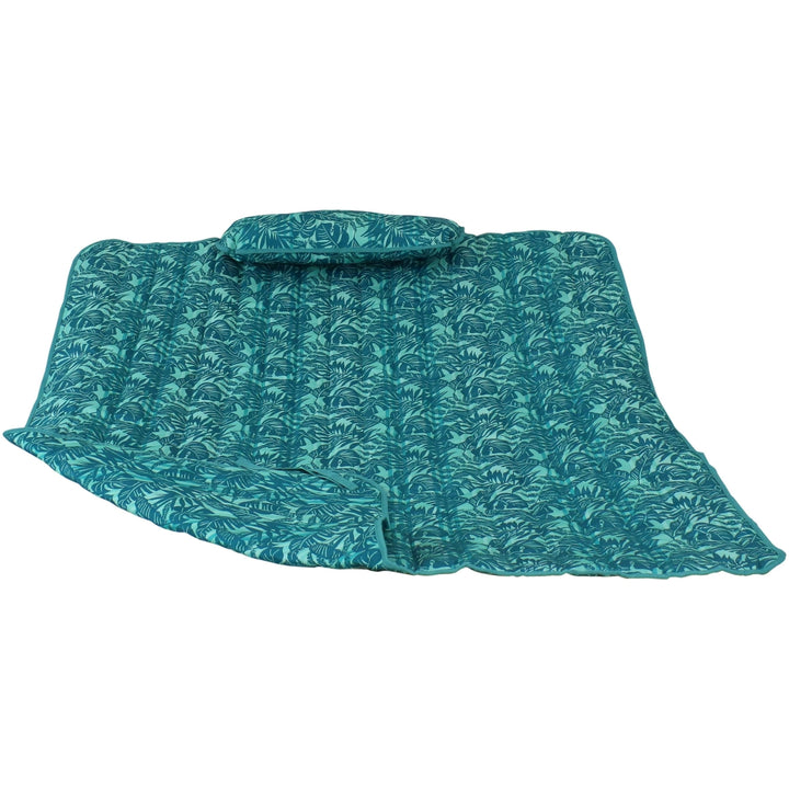 Sunnydaze Outdoor Polyester Hammock Pad and Pillow Set - Cool Blue Tropics Image 1