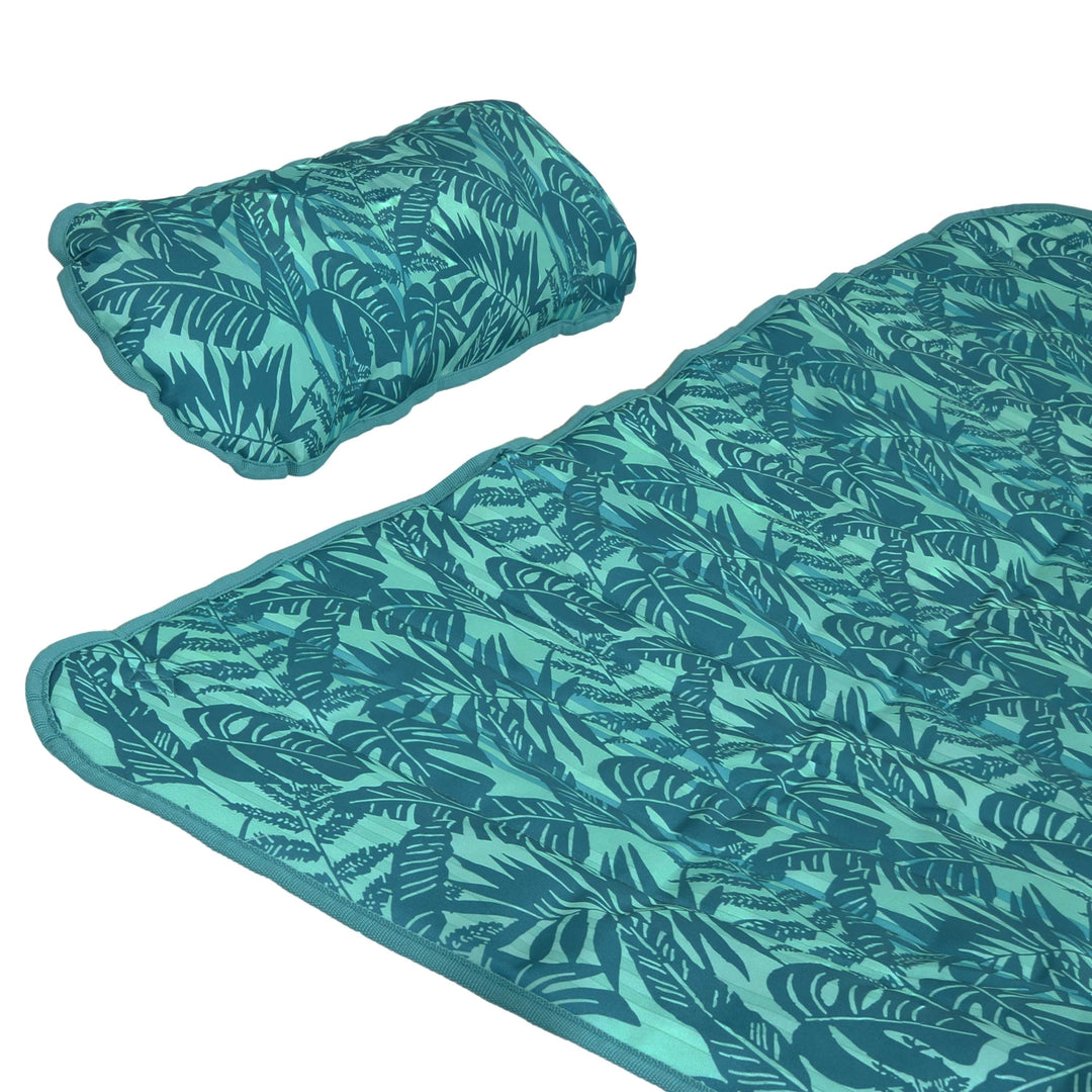 Sunnydaze Outdoor Polyester Hammock Pad and Pillow Set - Cool Blue Tropics Image 5