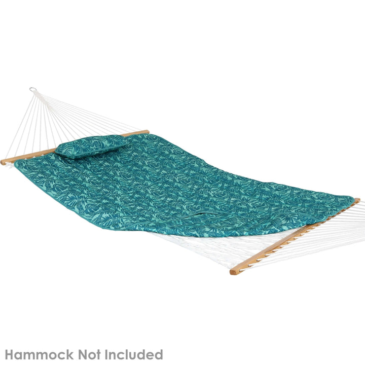 Sunnydaze Outdoor Polyester Hammock Pad and Pillow Set - Cool Blue Tropics Image 9