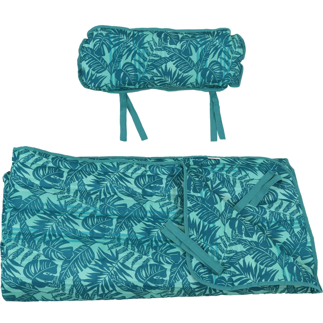 Sunnydaze Outdoor Polyester Hammock Pad and Pillow Set - Cool Blue Tropics Image 10