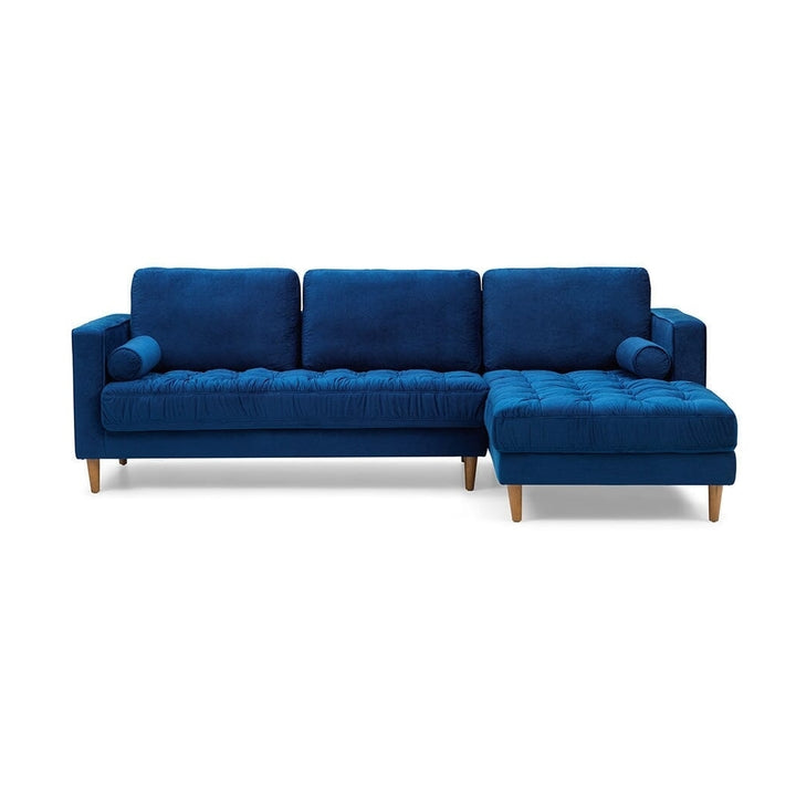 Bente Tufted Velvet Sectional Sofa - Blue Image 1