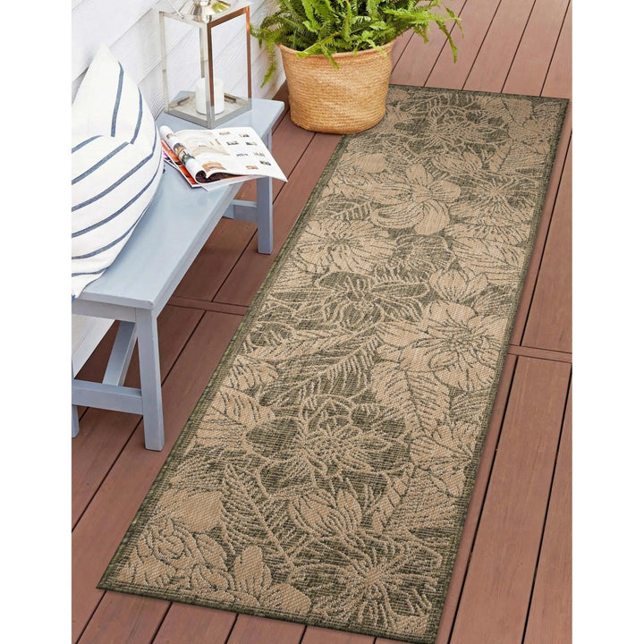 Liora Manne Carmel Botanical Indoor Outdoor Area Rug Green Image 4