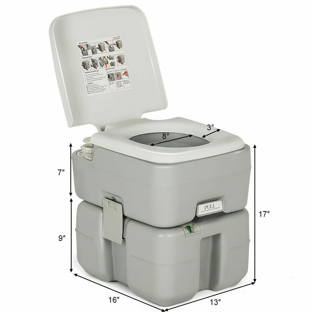 5.3 Gallon Portable Travel Toilet Outdoor Camping Toilet w/ Piston Pump Flush Image 7