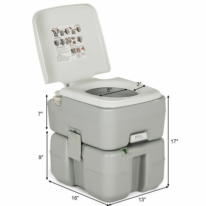 5.3 Gallon Portable Travel Toilet Outdoor Camping Toilet w/ Piston Pump Flush Image 7