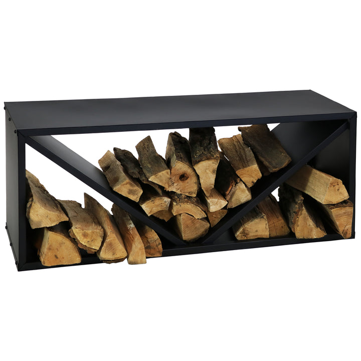 Sunnydaze 41 in Triple Triangle Steel Firewood Log Rack - Black Image 6