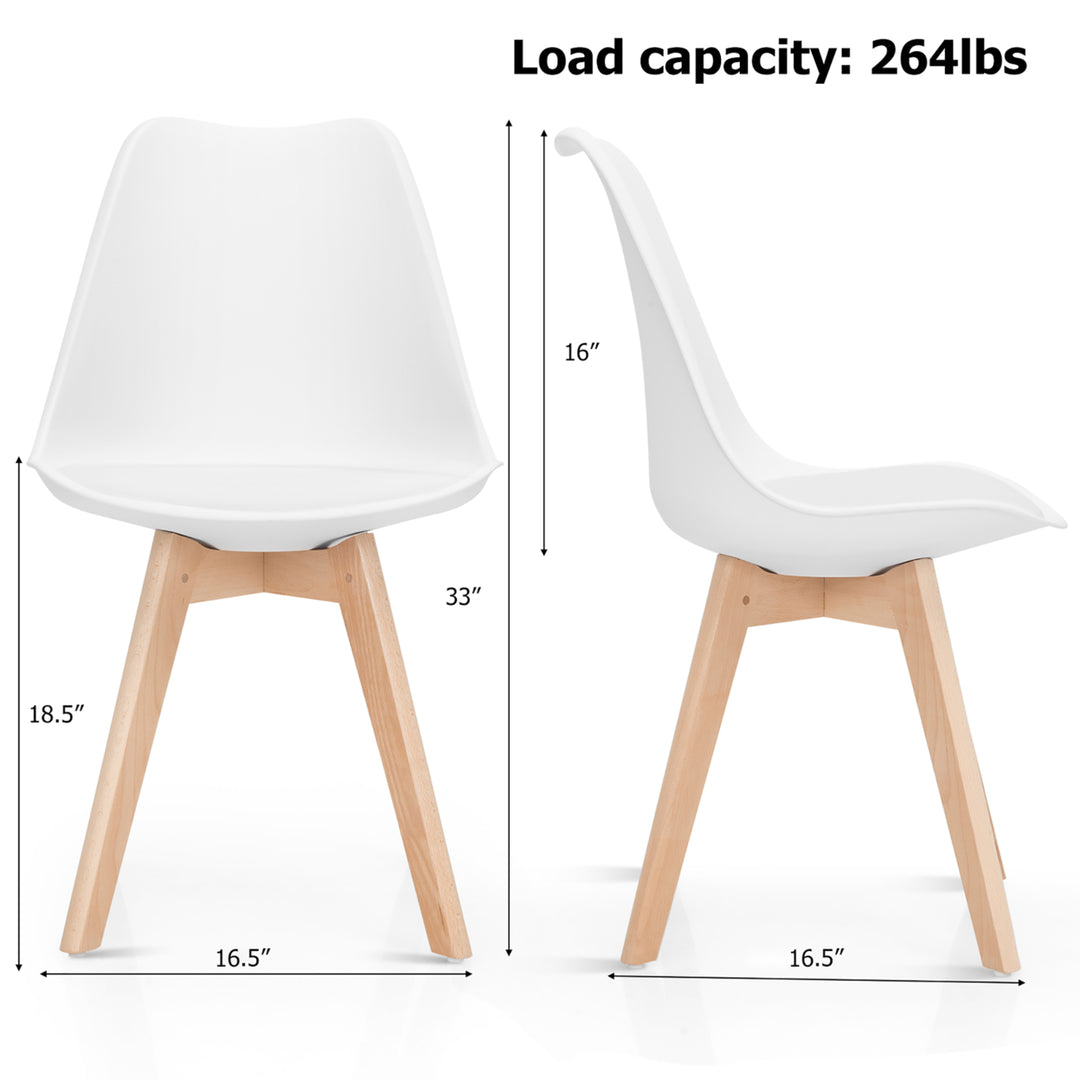 Set of 4 Mid Century Dining Chairs Modern DSW Armless Side Chair Wood Legs White Image 2