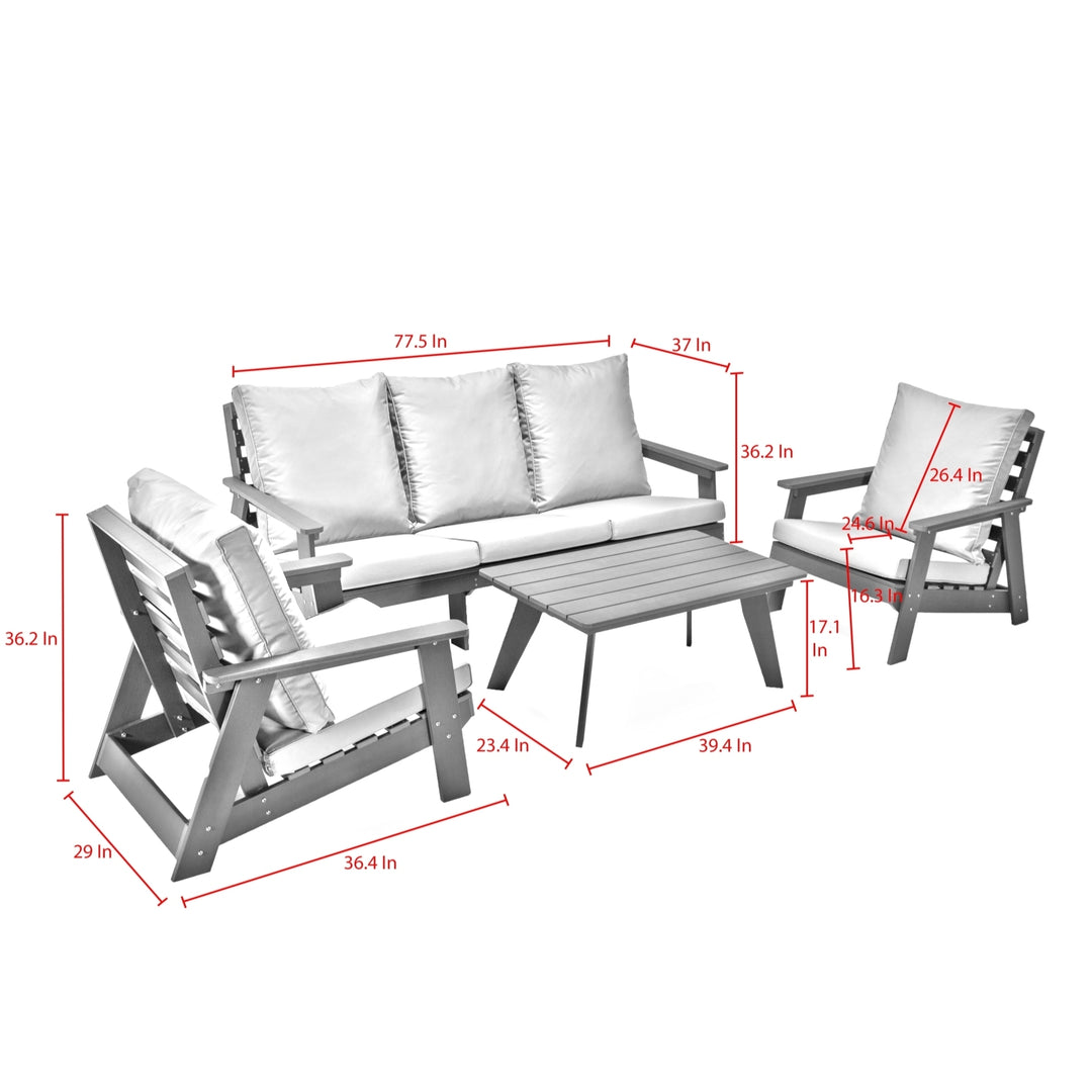 Leyah Outdoor 4pc Seating Group, Dark Grey Image 9