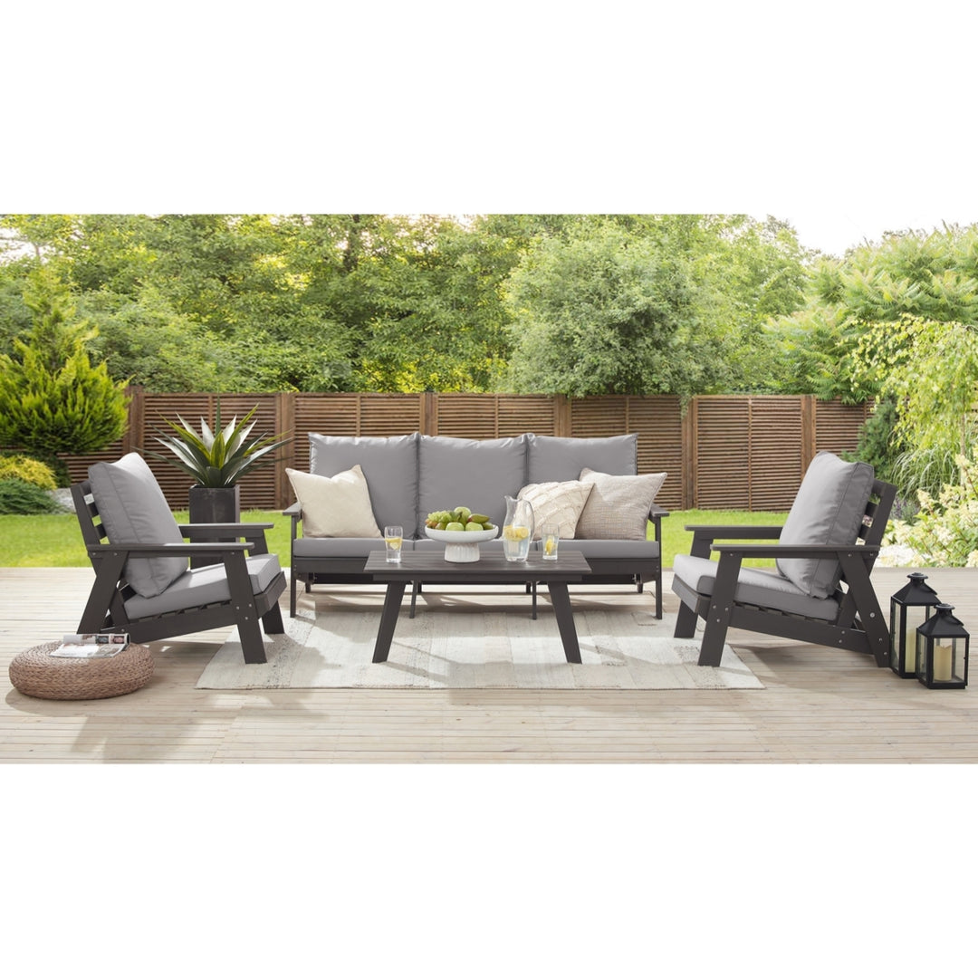 Leyah Outdoor 4pc Seating Group, Dark Grey Image 1