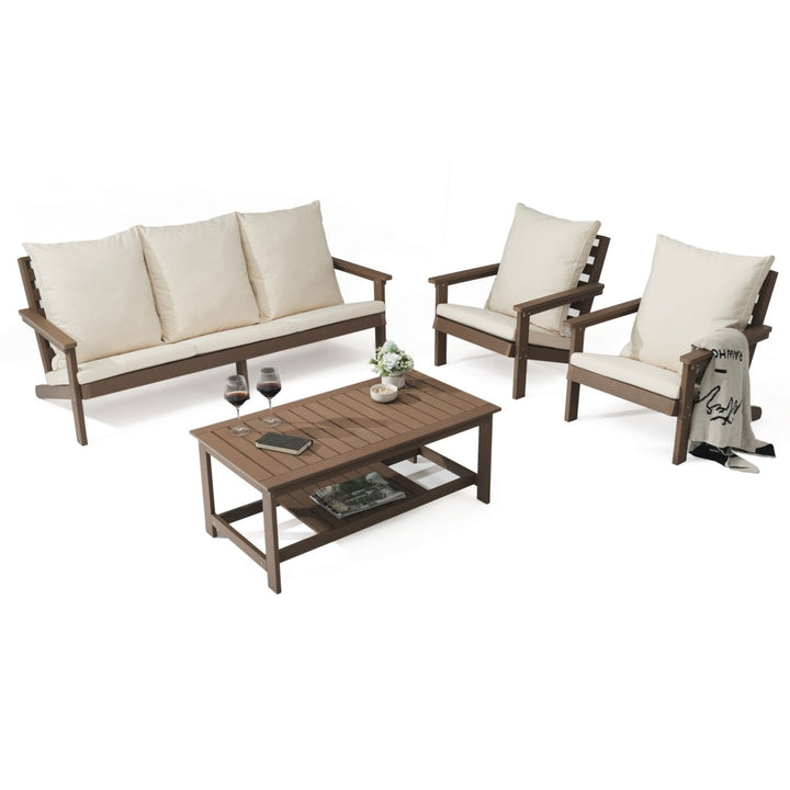 Inspired Home 4pc Lavender Outdoor Seating Group Teak Sofa Armchairs Table Image 4