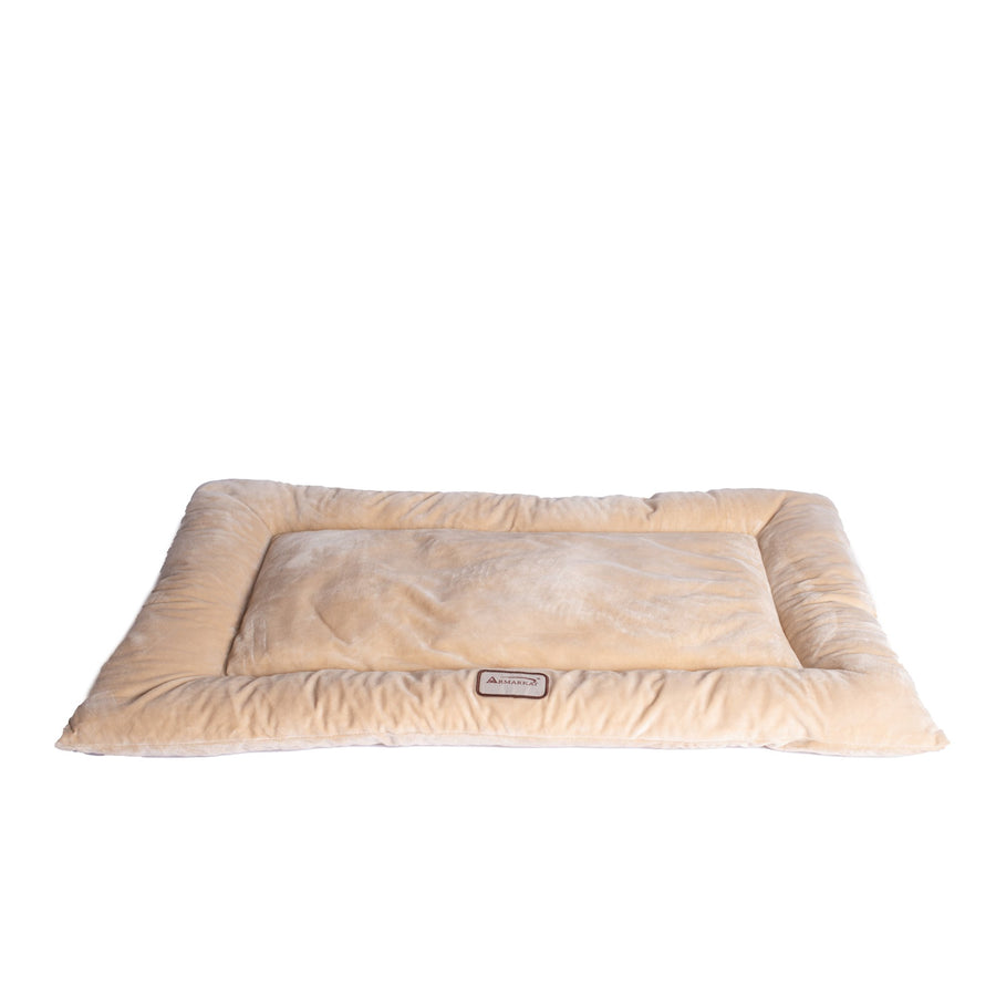 Armarkat M01CMH-L Large Dog Bed Mat Beige Velvet Poly Fill 35"x22" Image 1