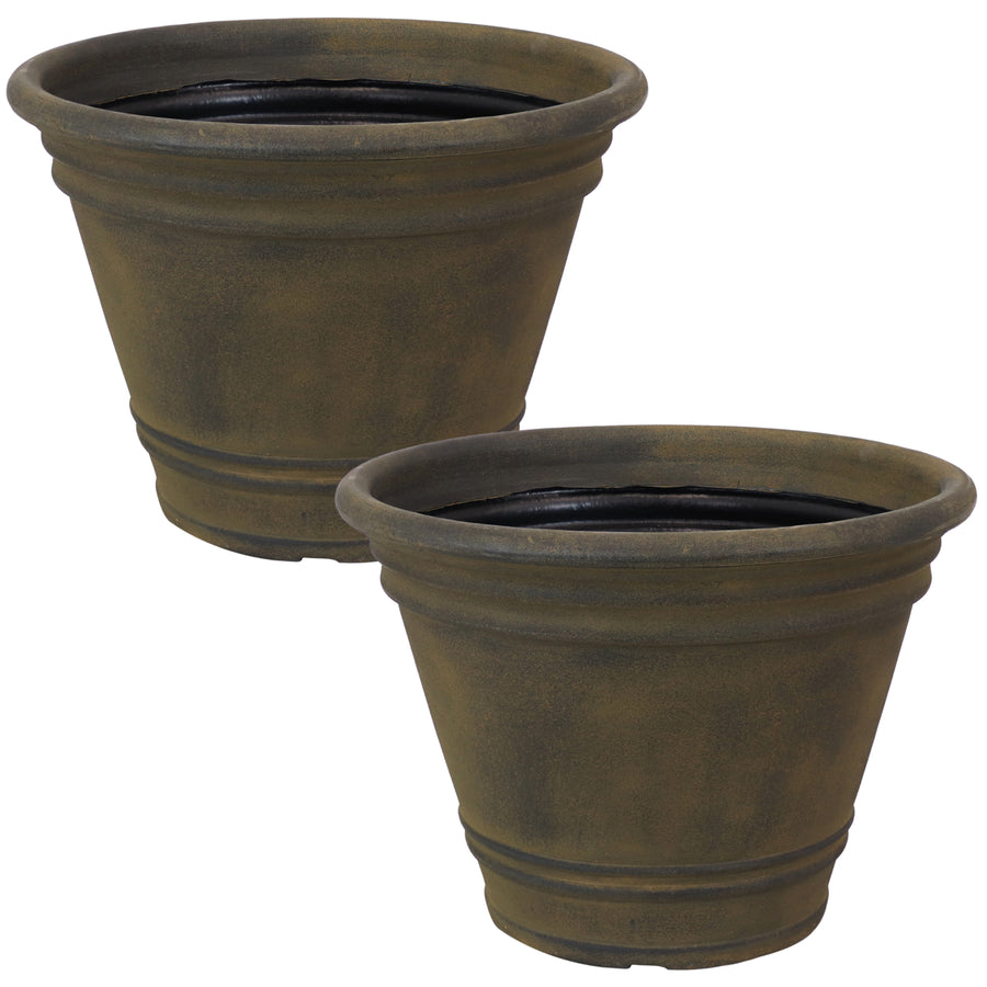 Sunnydaze 20 in Franklin Unbreakable Polyresin Planter - Sable - Set of 2 Image 1