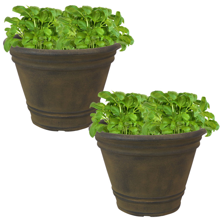 Sunnydaze 20 in Franklin Unbreakable Polyresin Planter - Sable - Set of 2 Image 5